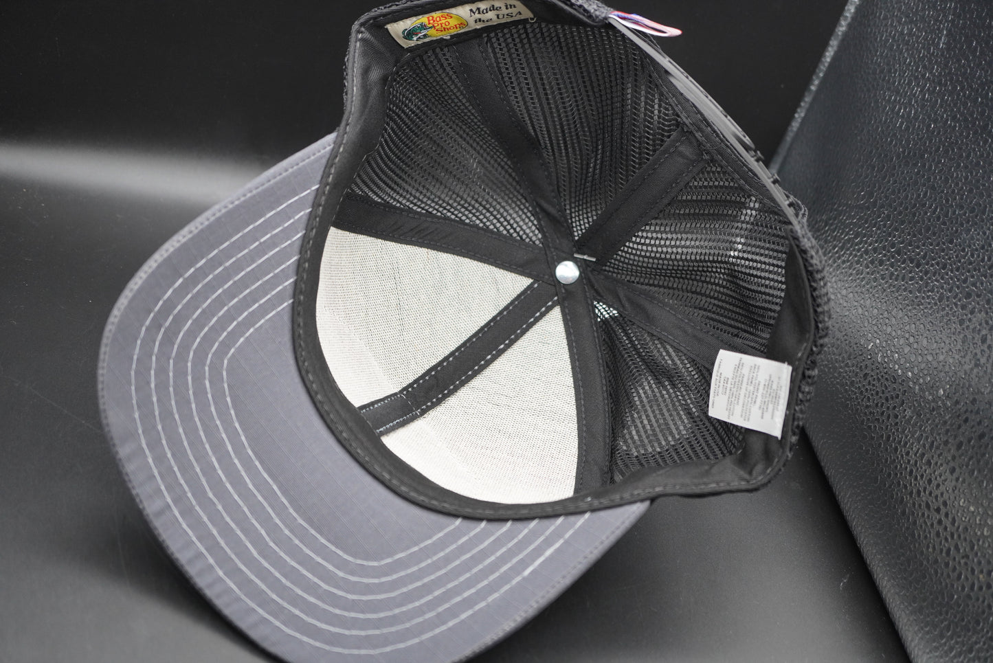 Bass Pro Shops Flag Logo Patch Mesh-Back Cap - Charcoal (Embroidered Logo)