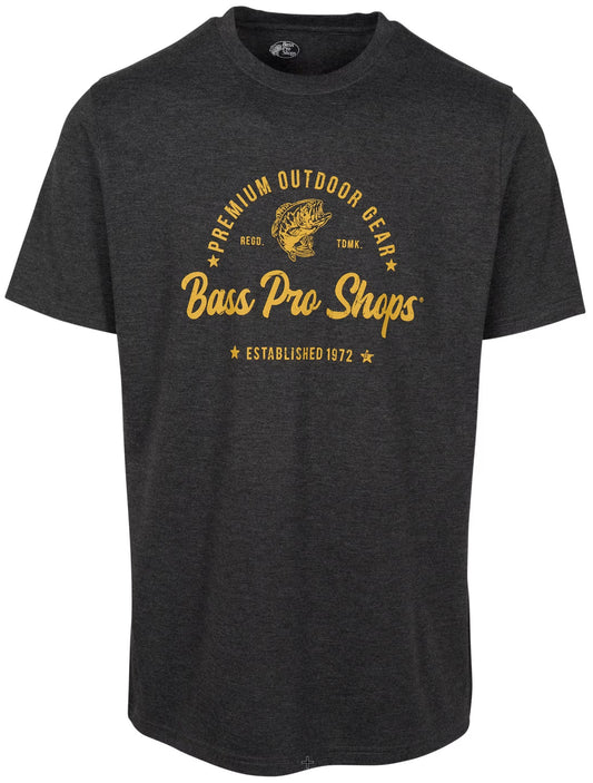 Bass Pro Shops Premium Outdoor Gear Logo Tri-Blend Short-Sleeve T-Shirt(Color: Charcoal Heather)