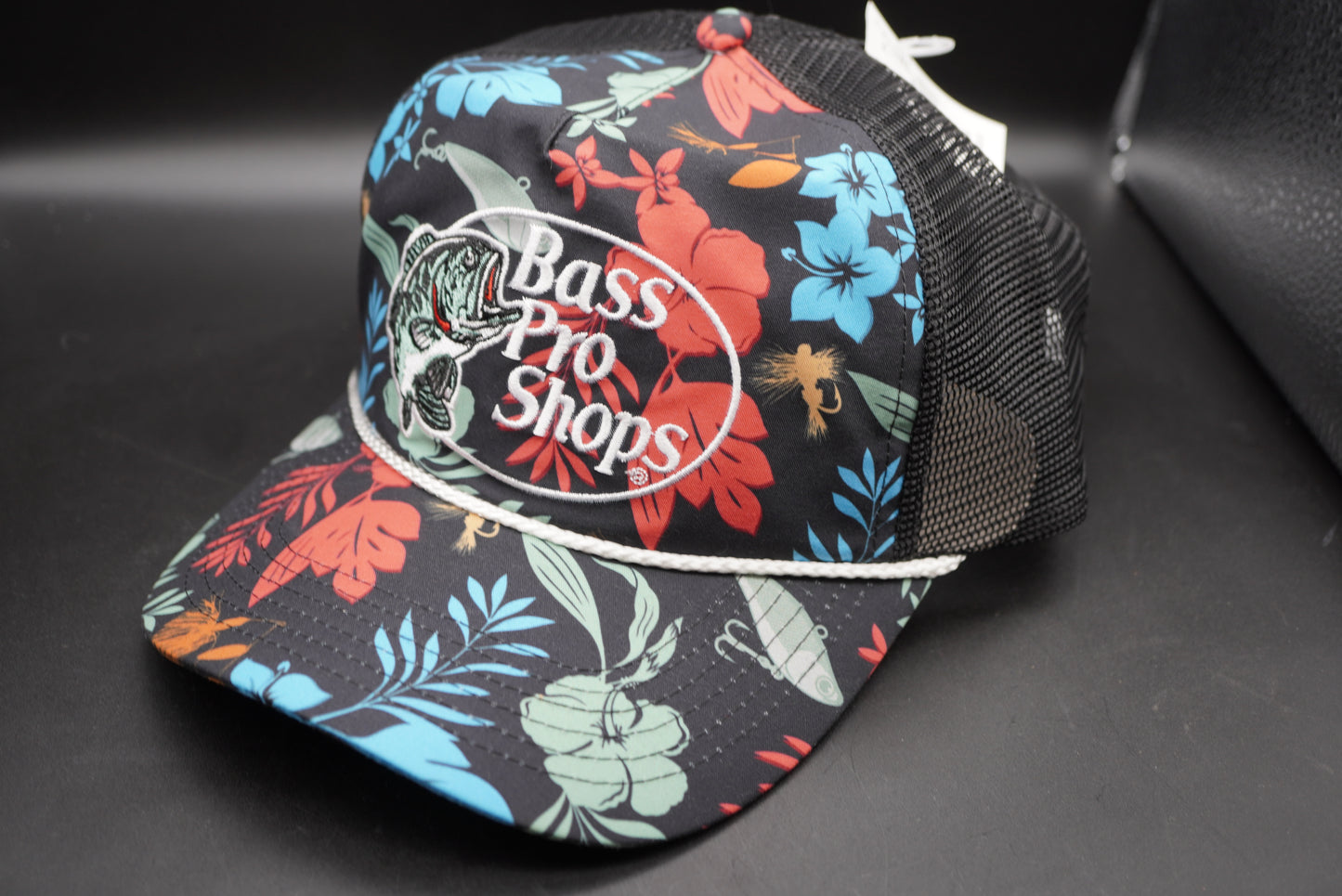 Bass Pro Shops 5-Panel High-Profile Mesh-Back Cap - Floral/Black (Embroidered Logo)