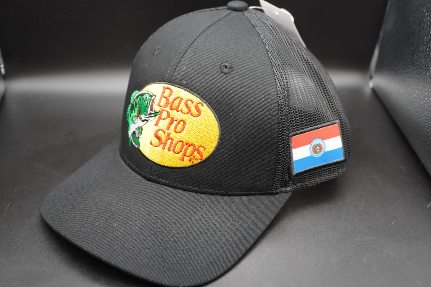 Bass Pro Shops Woodcut Logo and Missouri Flag Patch Snapback Cap (Embroidered Logo)