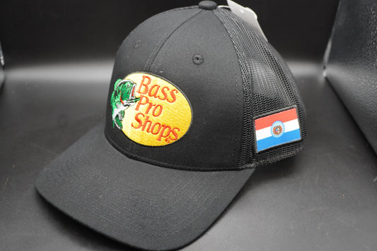 Bass Pro Shops Woodcut Logo and Missouri Flag Patch Snapback Cap