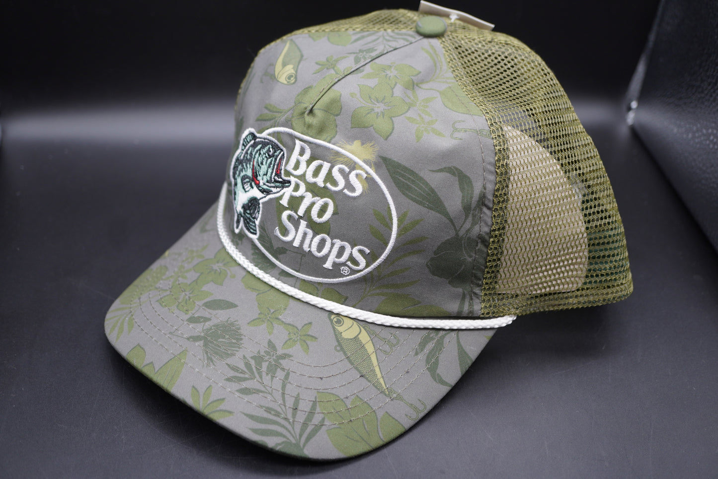 Bass Pro Shops 5-Panel High-Profile Mesh-Back Cap - Floral/Dark Green (Embroidered Logo)