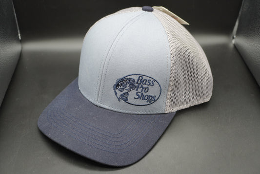 Bass Pro Shops Off-Center Logo Mesh-Back Cap - Blue/Grey/Navy