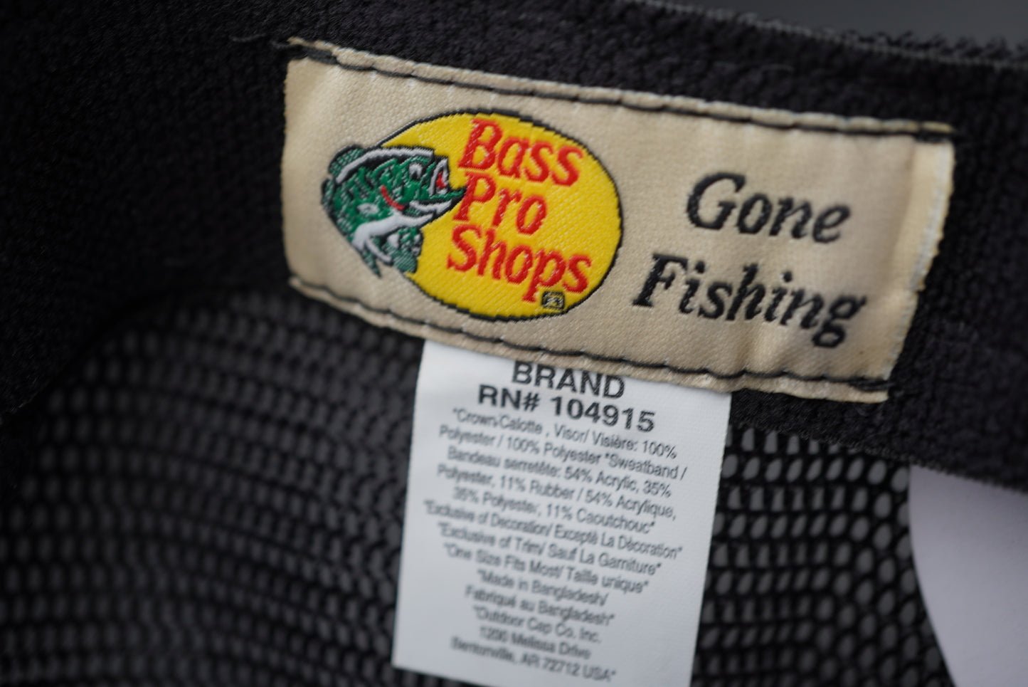 Bass Pro Shops Bass Performance Mesh-Back Cap - Charcoal/Black (Embroidered Logo)