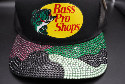 Bass Pro Shops Bling Mesh-Back Cap - Black Camo