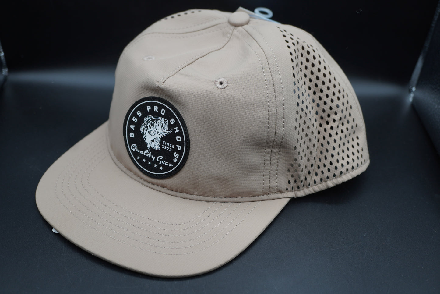 Bass Pro Shops Perforated Mesh Performance Snapback Cap - Khaki (Embroidered Logo)