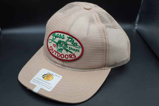 Bass Pro Shops Outdoors Patch All-Over Mesh Cap - Khaki (Embroidered Logo)
