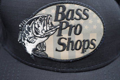 Bass Pro Shops Flag Logo Patch Mesh-Back Cap - Black (Embroidered Logo)
