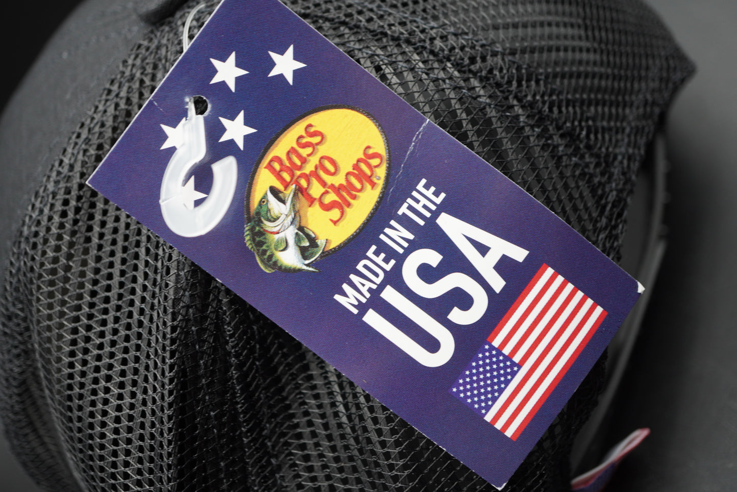 Bass Pro Shops Flag Logo Patch Mesh-Back Cap - Black (Embroidered Logo)