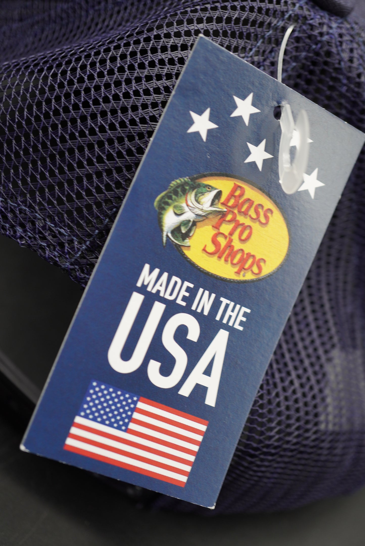 Bass Pro Shops Flag Logo Patch Mesh-Back Cap - Navy (Embroidered Logo)
