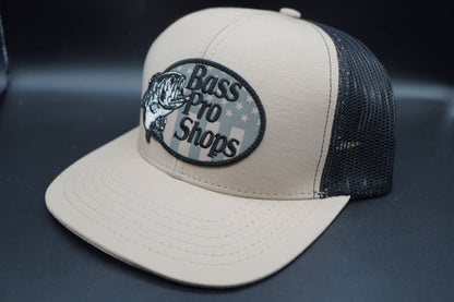 Bass Pro Shops Flag Logo Patch Mesh-Back Cap - Stone (刺繍ロゴ)