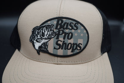 Bass Pro Shops Flag Logo Patch Mesh-Back Cap - Stone (刺繍ロゴ)
