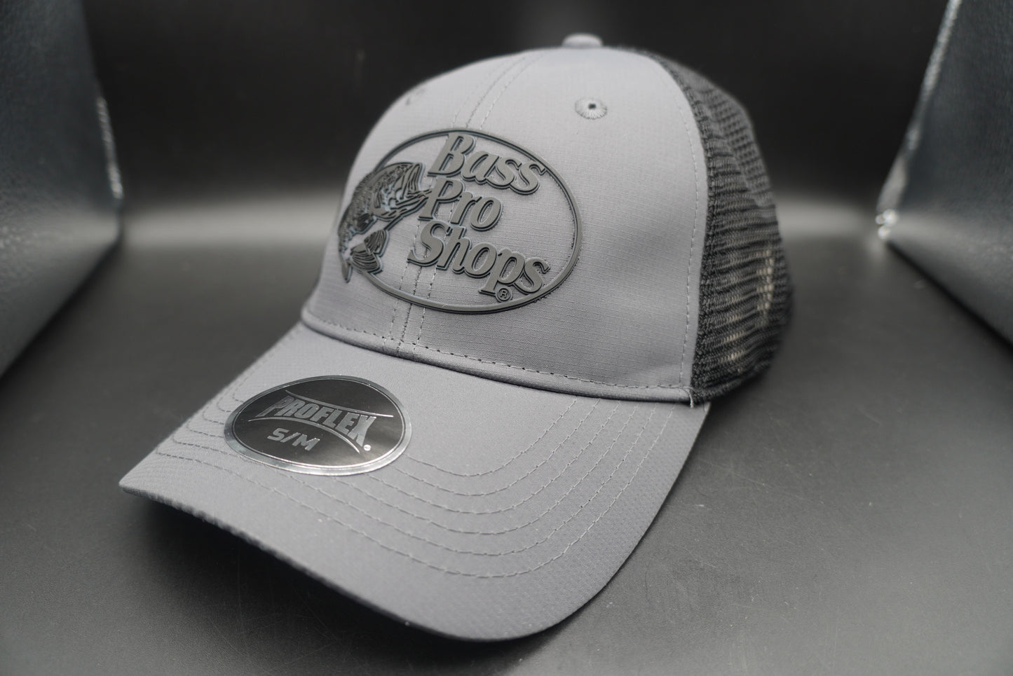 Bass Pro Shops Logo Flex Cap - Charcoal/Black - SM/M(刺繍ロゴ)