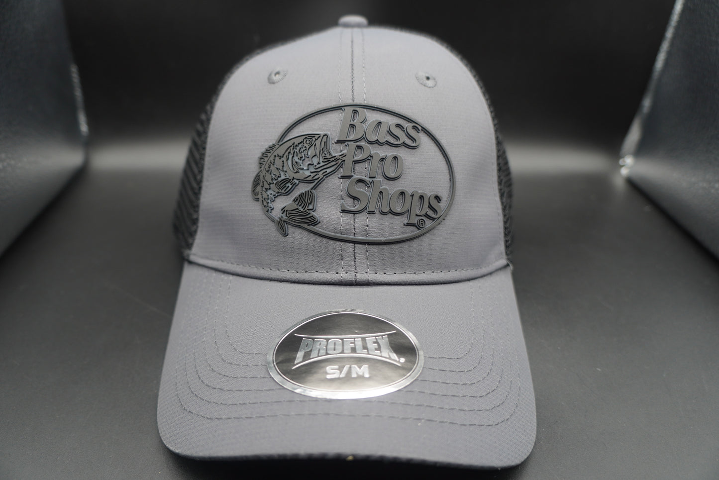 Bass Pro Shops Logo Flex Cap - Charcoal/Black - SM/M(刺繍ロゴ)