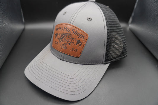 Bass Pro Shops Leather Patch Mesh-Back Cap - Charcoal/Black