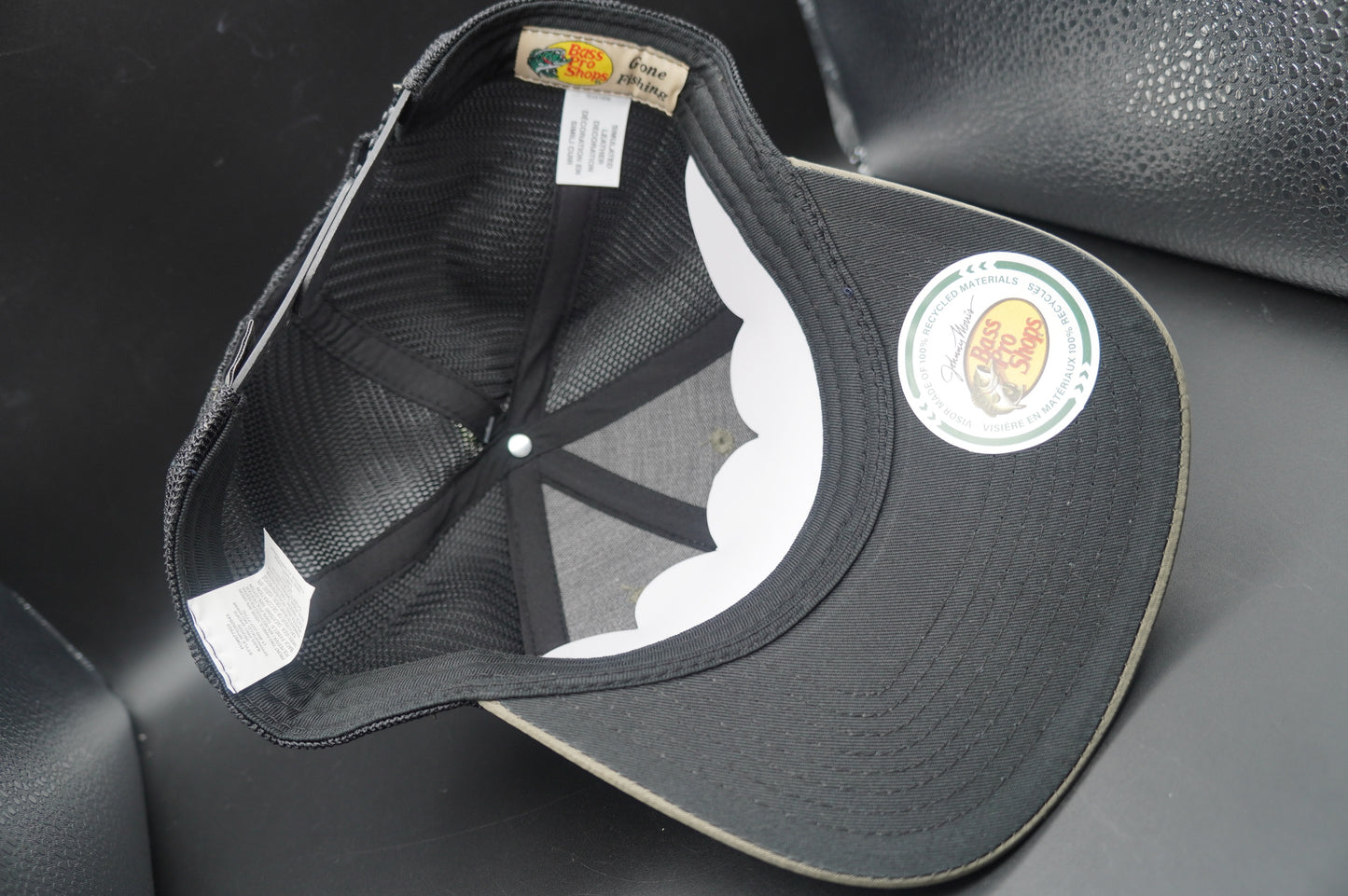 Bass Pro Shops Leather Patch Mesh-Back Cap - Olive/Black