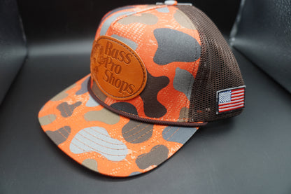 Bass Pro Shops Faux-Leather Patch Camo Mesh-Back Cap - Orange