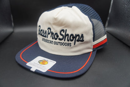 Bass Pro Shops Fishing Rod Flag Mesh-Back Snapback Cap - Black (Embroidered Logo)
