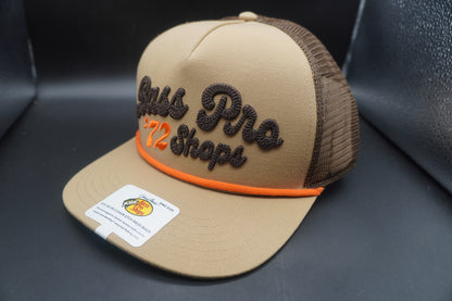 Bass Pro Shops Fishing Rod Flag Mesh-Back Snapback Cap - Black (Embroidered Logo)